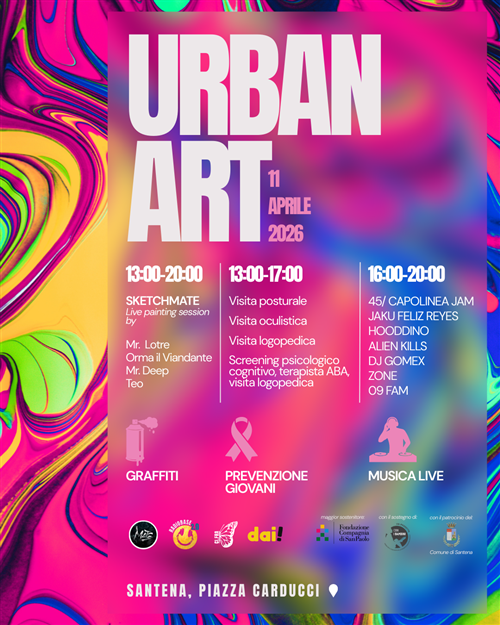 Santena aderisce alla Giornata dell’Energia Sociale 2026 con “Urban Art”: arte, musica, partecipazione e prevenzione per i giovani
