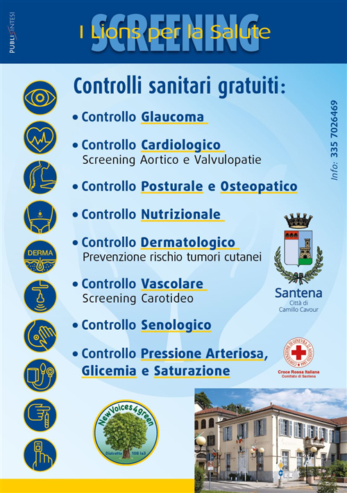 Santena, due giornate dedicate alla prevenzione: screening gratuiti e informazione sanitaria con la “Giornata della Salute”

